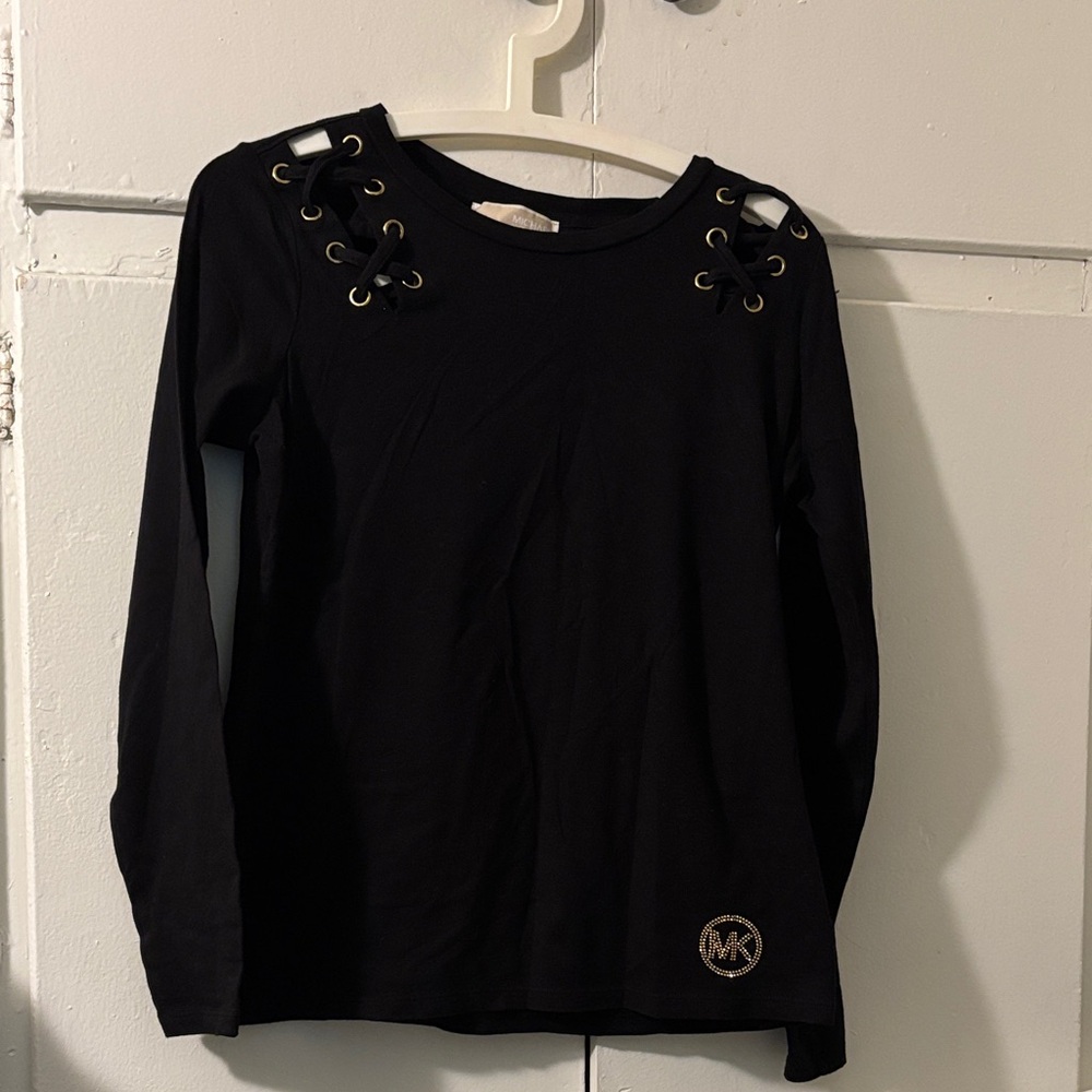 Michael Kors Kids Long Sleeve Top with Lace-Up Detail